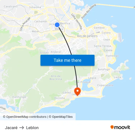 Jacaré to Leblon map