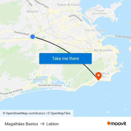 Magalhães Bastos to Leblon map