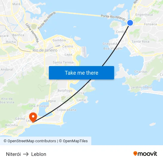 Niterói to Leblon map