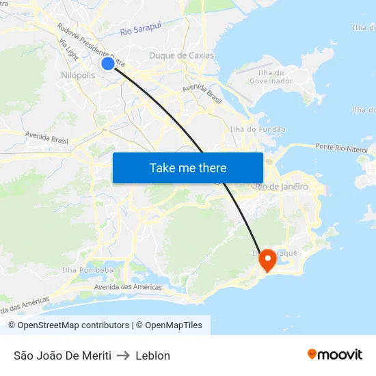 São João De Meriti to Leblon map
