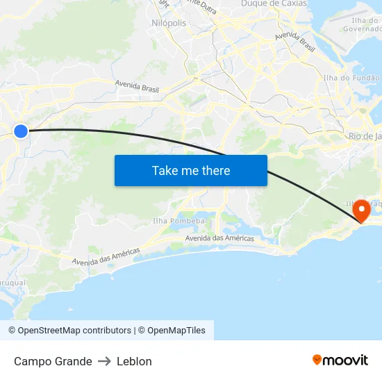 Campo Grande to Leblon map