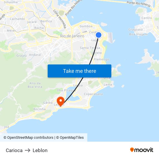 Carioca to Leblon map