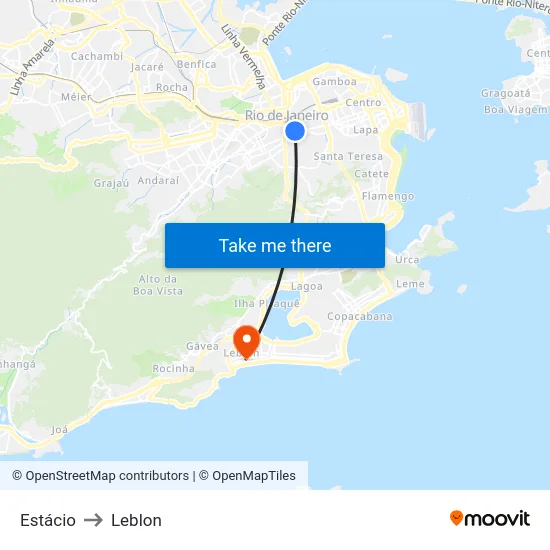Estácio to Leblon map