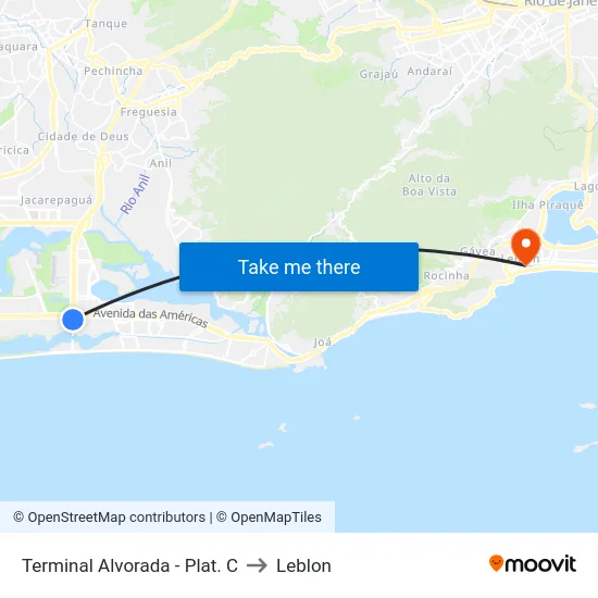 Terminal Alvorada - Plat. C to Leblon map