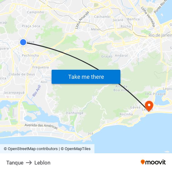 Tanque to Leblon map