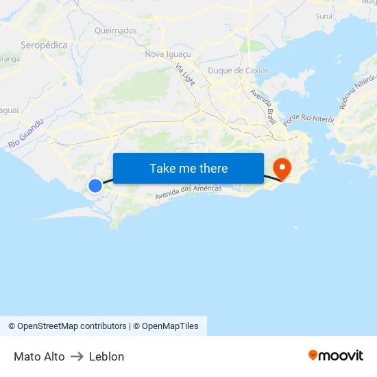 Mato Alto to Leblon map