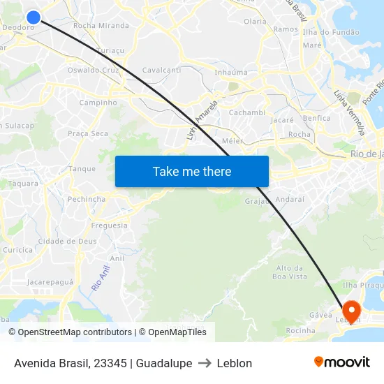 Avenida Brasil, 23345 | Guadalupe to Leblon map
