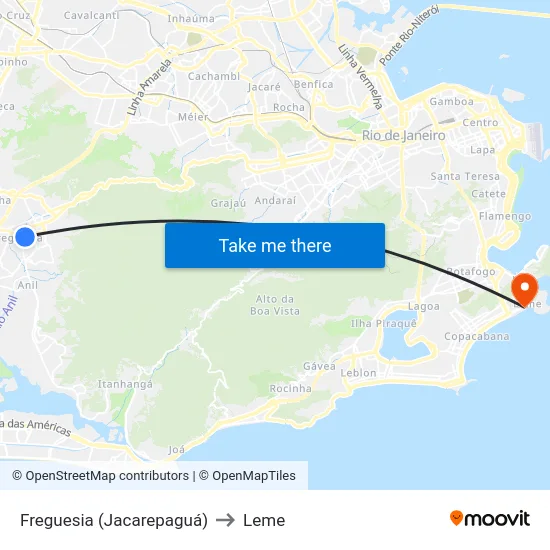Freguesia (Jacarepaguá) to Leme map