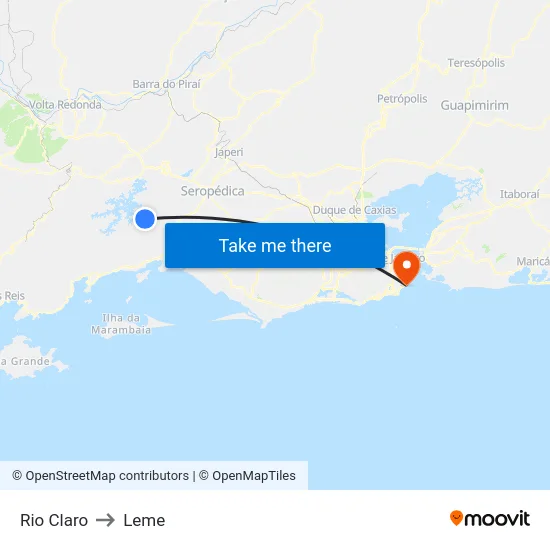 Rio Claro to Leme map