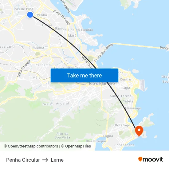 Penha Circular to Leme map