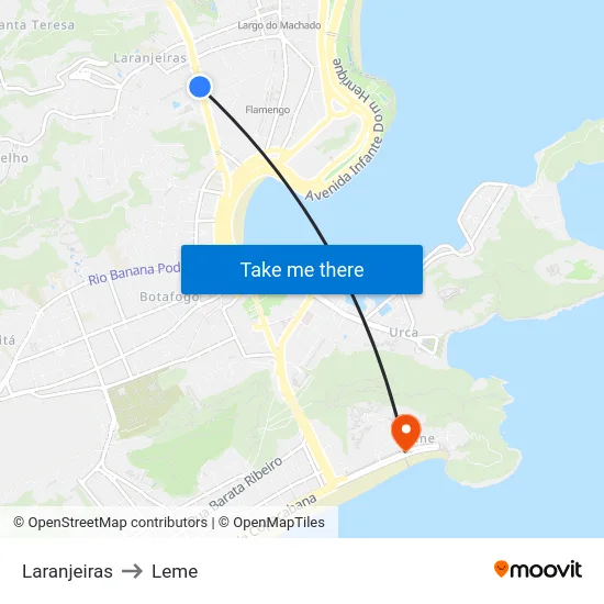 Laranjeiras to Leme map