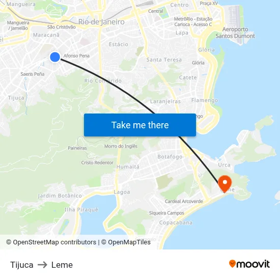 Tijuca to Leme map
