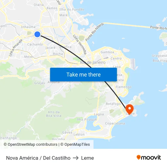 Nova América / Del Castilho to Leme map