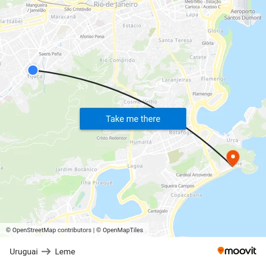 Uruguai to Leme map