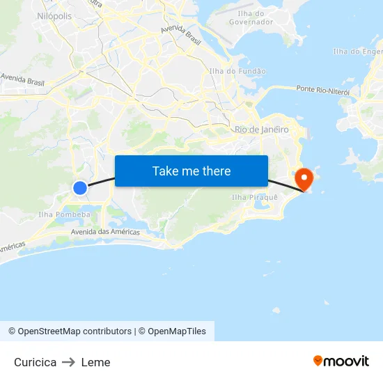 Curicica to Leme map