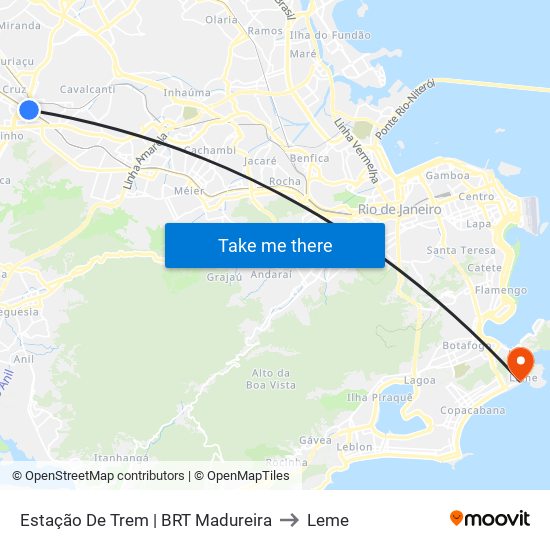 Estação De Trem | BRT Madureira to Leme map