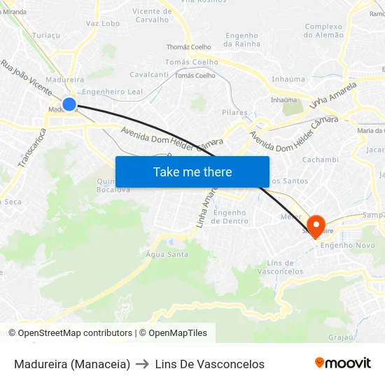 Madureira (Manaceia) to Lins De Vasconcelos map