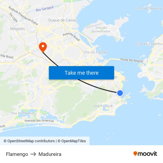 Flamengo to Madureira map
