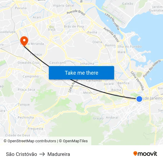 São Cristóvão to Madureira map