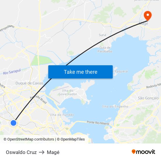 Oswaldo Cruz to Magé map