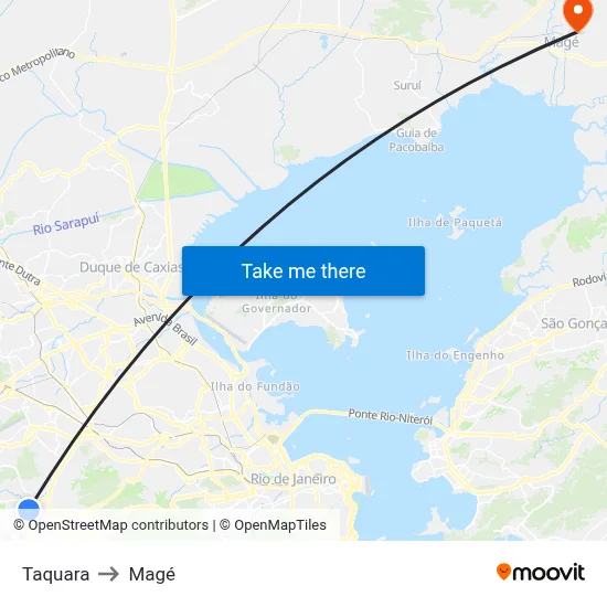 Taquara to Magé map
