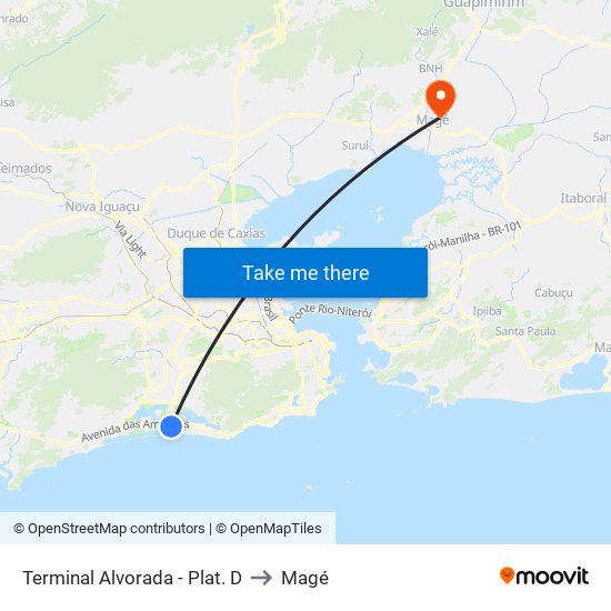 Terminal Alvorada - Plat. D to Magé map