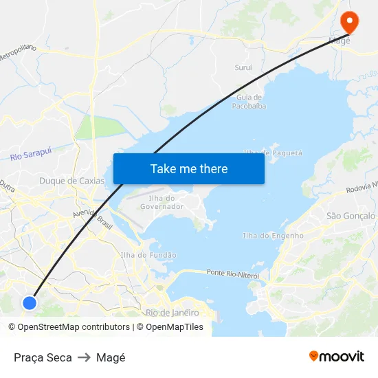 Praça Seca to Magé map
