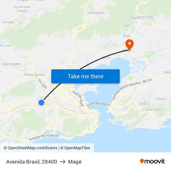 Avenida Brasil, 28400 to Magé map