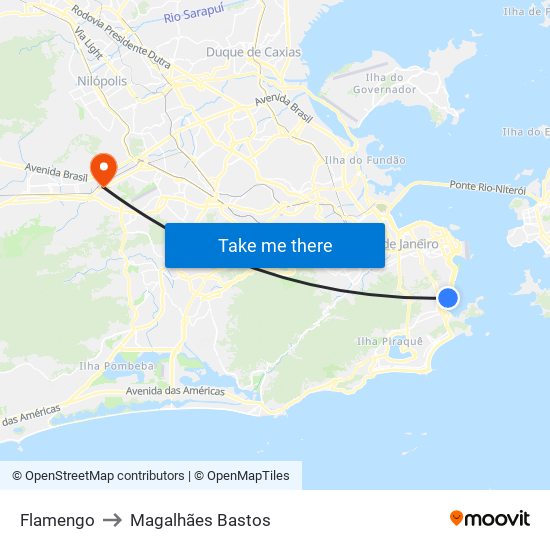 Flamengo to Magalhães Bastos map