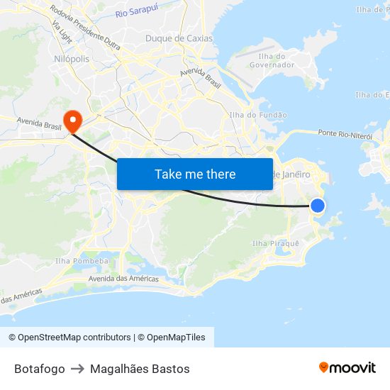 Botafogo to Magalhães Bastos map