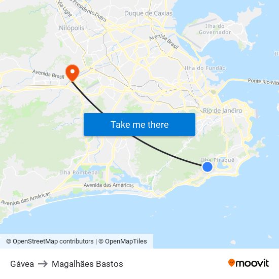 Gávea to Magalhães Bastos map