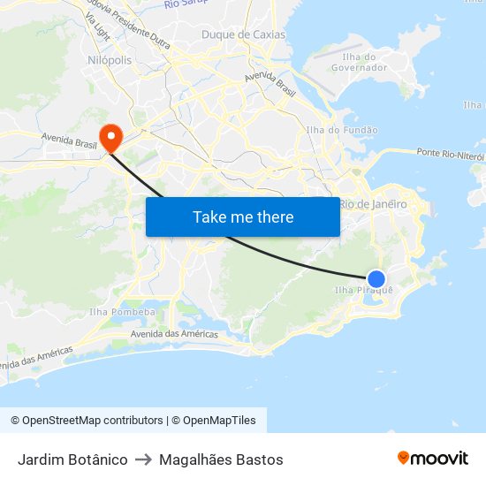 Jardim Botânico to Magalhães Bastos map