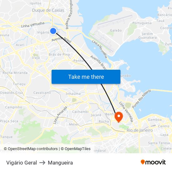 Vigário Geral to Mangueira map
