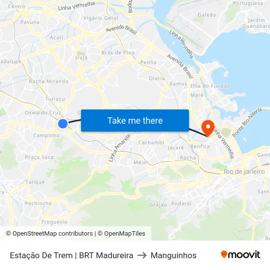 Estação De Trem | BRT Madureira to Manguinhos map
