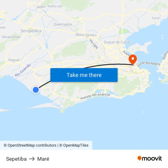 Sepetiba to Maré map