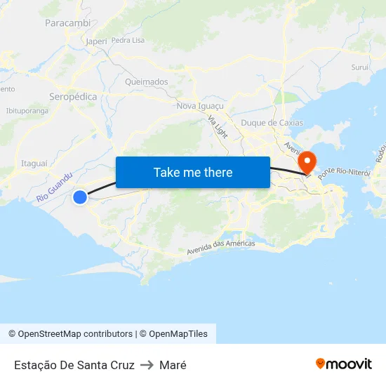 Estação De Santa Cruz to Maré map