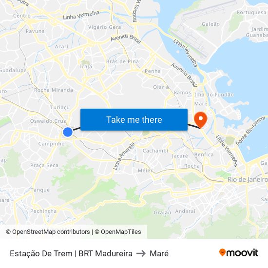 Estação De Trem | BRT Madureira to Maré map