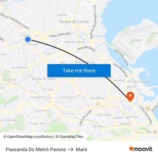 Passarela Do Metrô Pavuna to Maré map