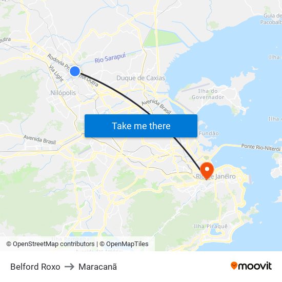 Belford Roxo to Maracanã map