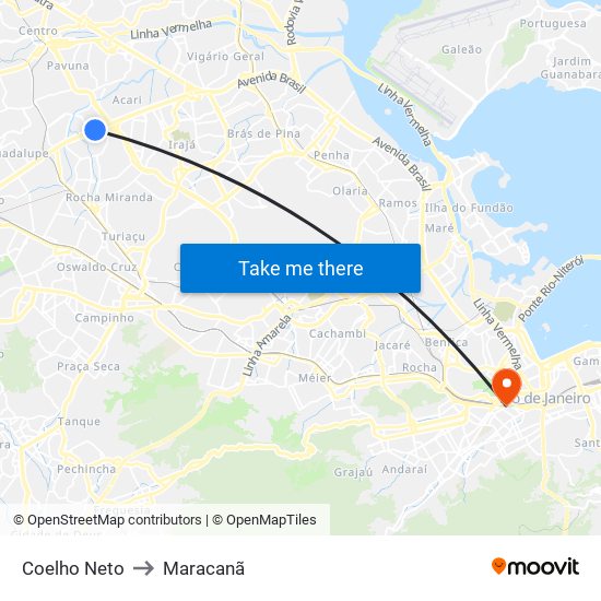 Coelho Neto to Maracanã map