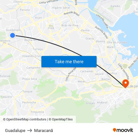 Guadalupe to Maracanã map