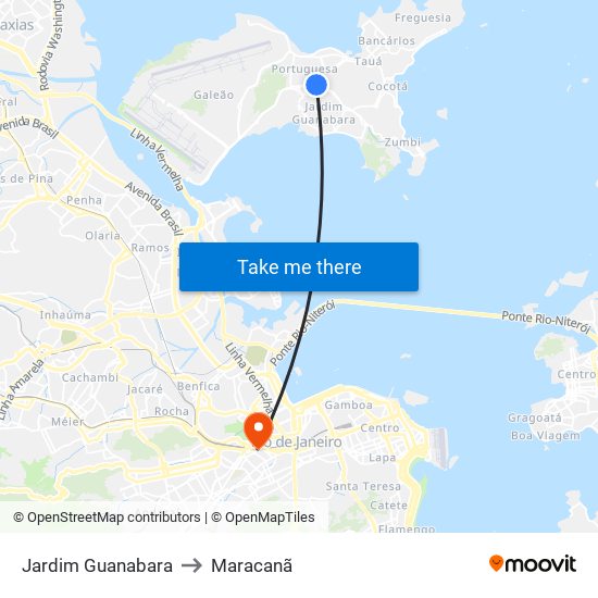 Jardim Guanabara to Maracanã map