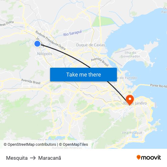 Mesquita to Maracanã map