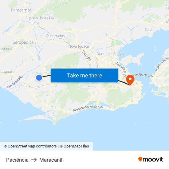 Paciência to Maracanã map