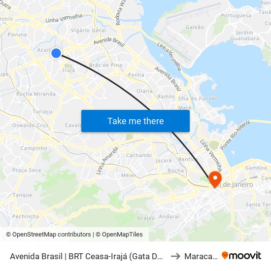 Avenida Brasil | BRT Ceasa-Irajá (Gata De Irajá) to Maracanã map