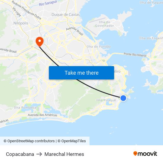 Copacabana to Marechal Hermes map