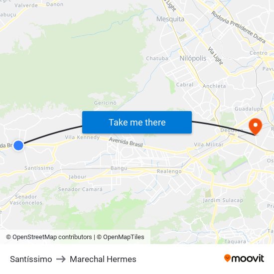 Santíssimo to Marechal Hermes map