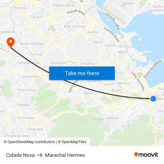 Cidade Nova to Marechal Hermes map