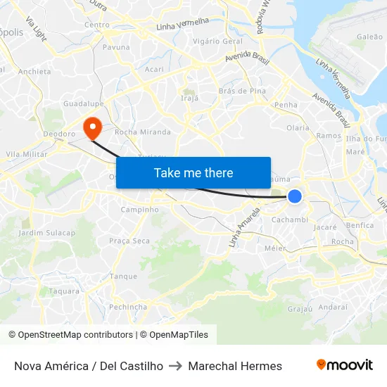 Nova América / Del Castilho to Marechal Hermes map