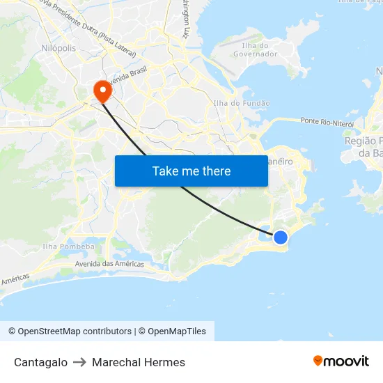 Cantagalo to Marechal Hermes map